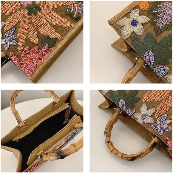 Elegant Round Straw Tote for Summer - Stylish Handbag for Daily Essentials - Picture 4 of 7